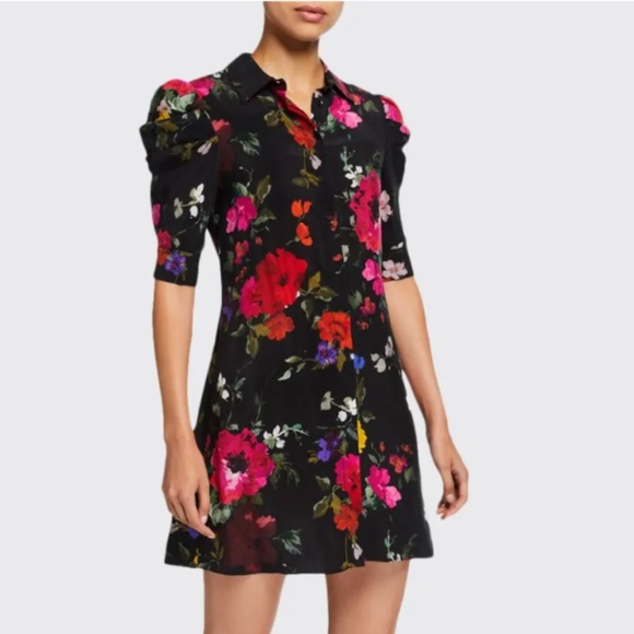 Alice + Olivia Dresses & Skirts - Alice + Olivia Womens Jem Puff Sleeve Multicolor Floral Shirtdress Small